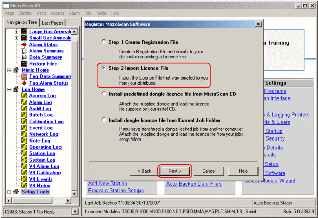 MicroScan V5 - Import New Licence - Intech Instruments Ltd