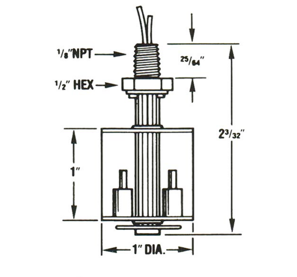 Liquid Level Switch Thomas 4200 Series Dimensions