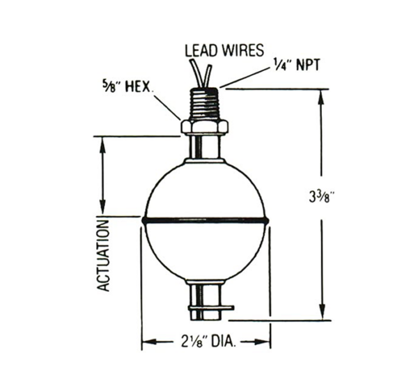 Liquid Level Switch Thomas 4700-41302 Dimensions